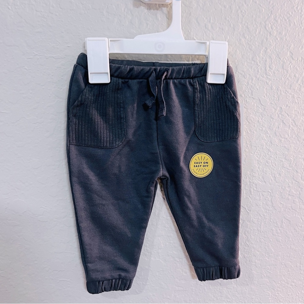 Cat & Jack  Baby Jogger Pants 0-3M Dark Gray Easy On Elastic Waist New